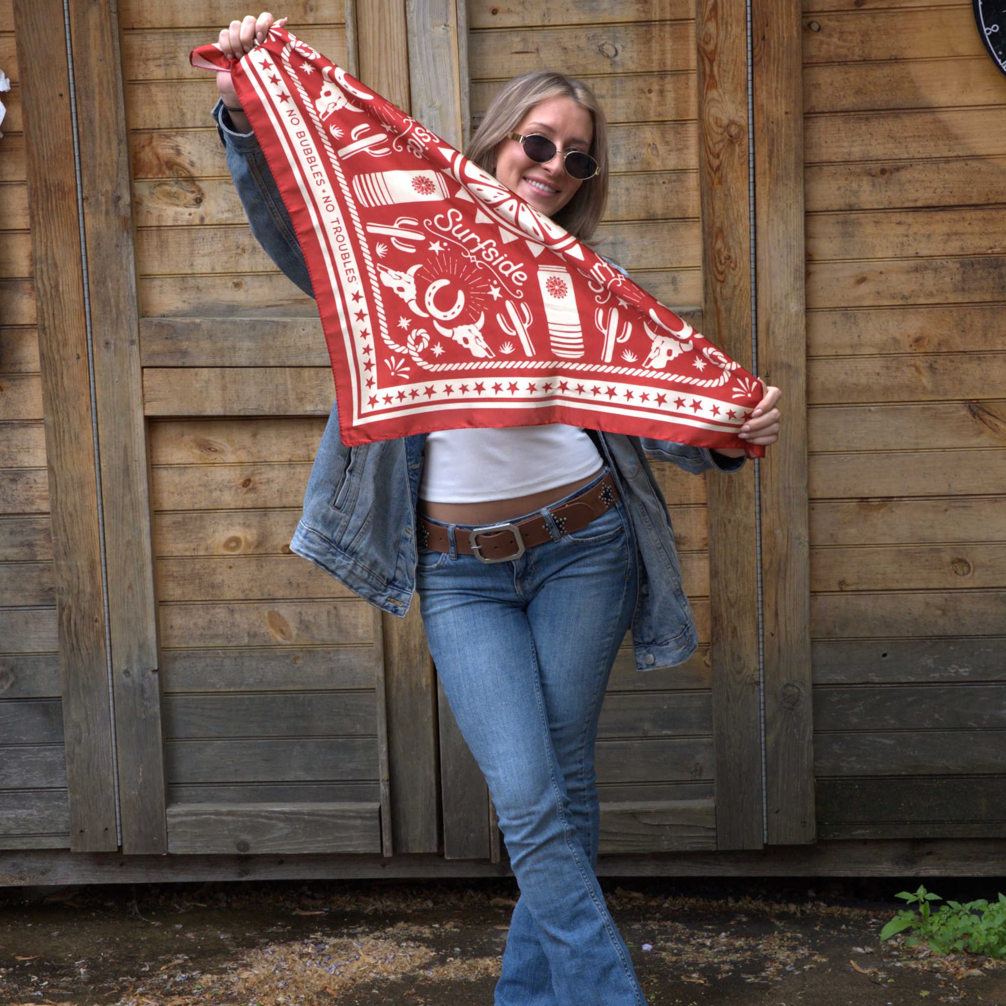Alternative view of Surfside Satin Western Bandana