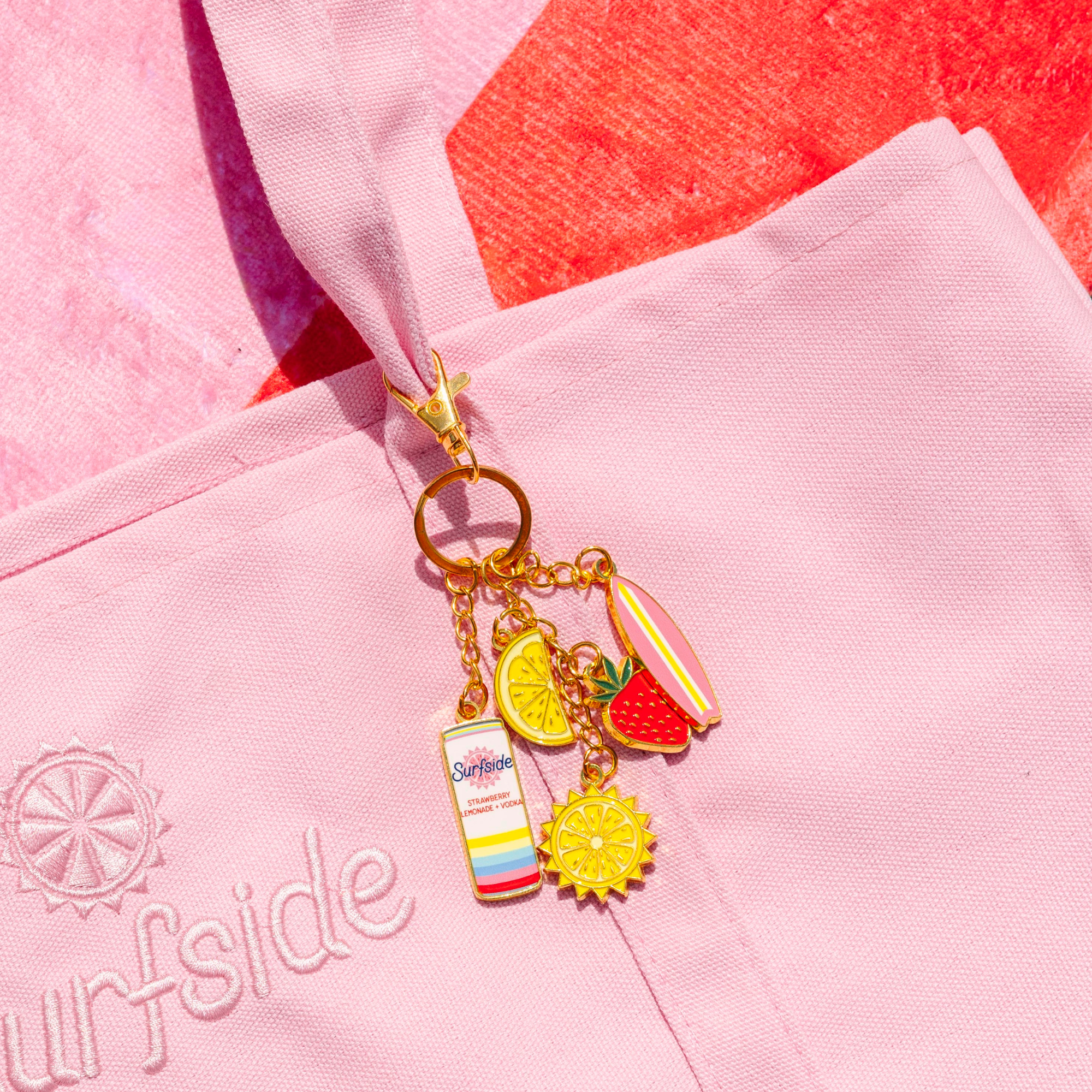 Surfside Strawberry Charm Keychain