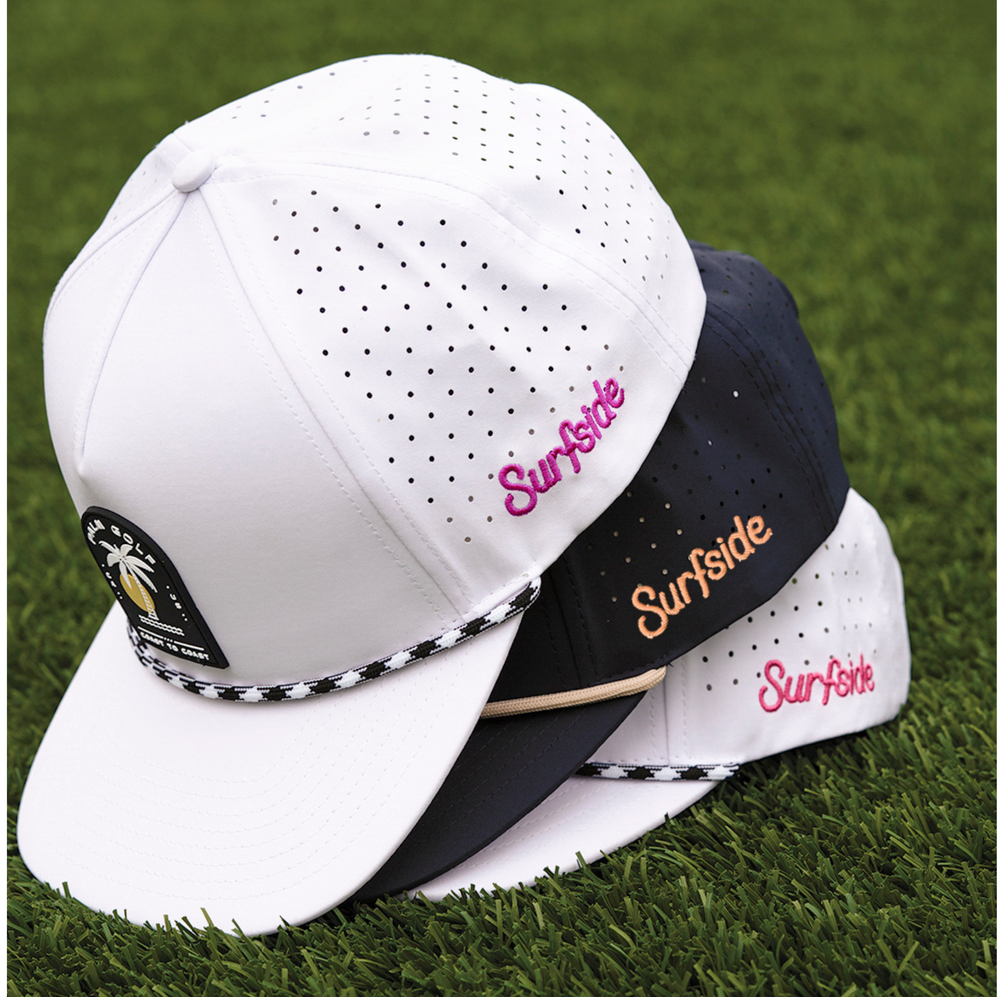 Alternative view of Surfside X Palm Golf Co. Coast to Coast Snapback - Raspberry Half & Half Colorway